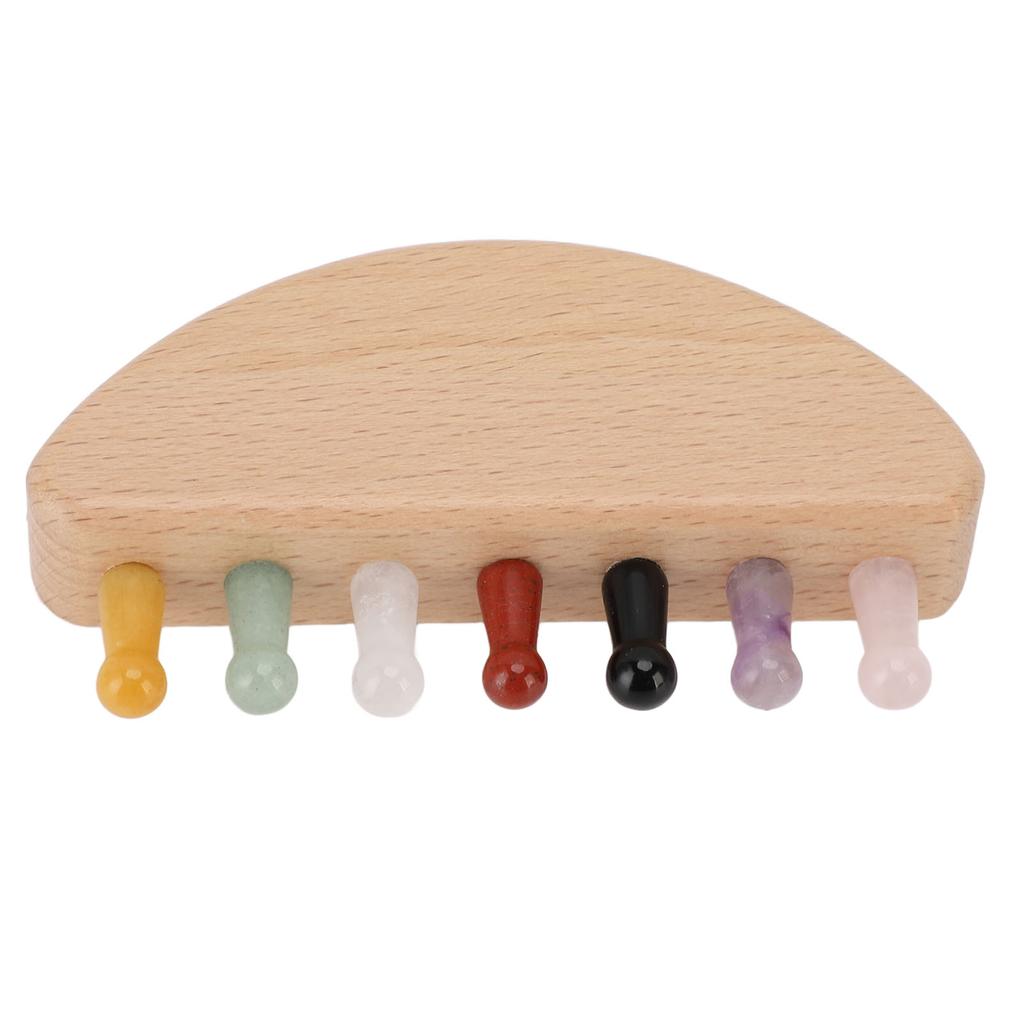 Half Moon Shape Wood Stone Hair Comb 7 Teeth Scalp Massage Brush Detangling Tool for Home and SPA