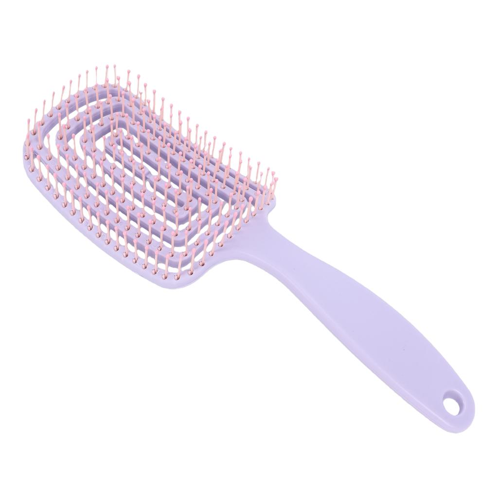 Hollow Out Hair Comb Static Free Ergonomic 120 Nylon Comb Teeth Detangling Brush for Wet Dry Use Purple