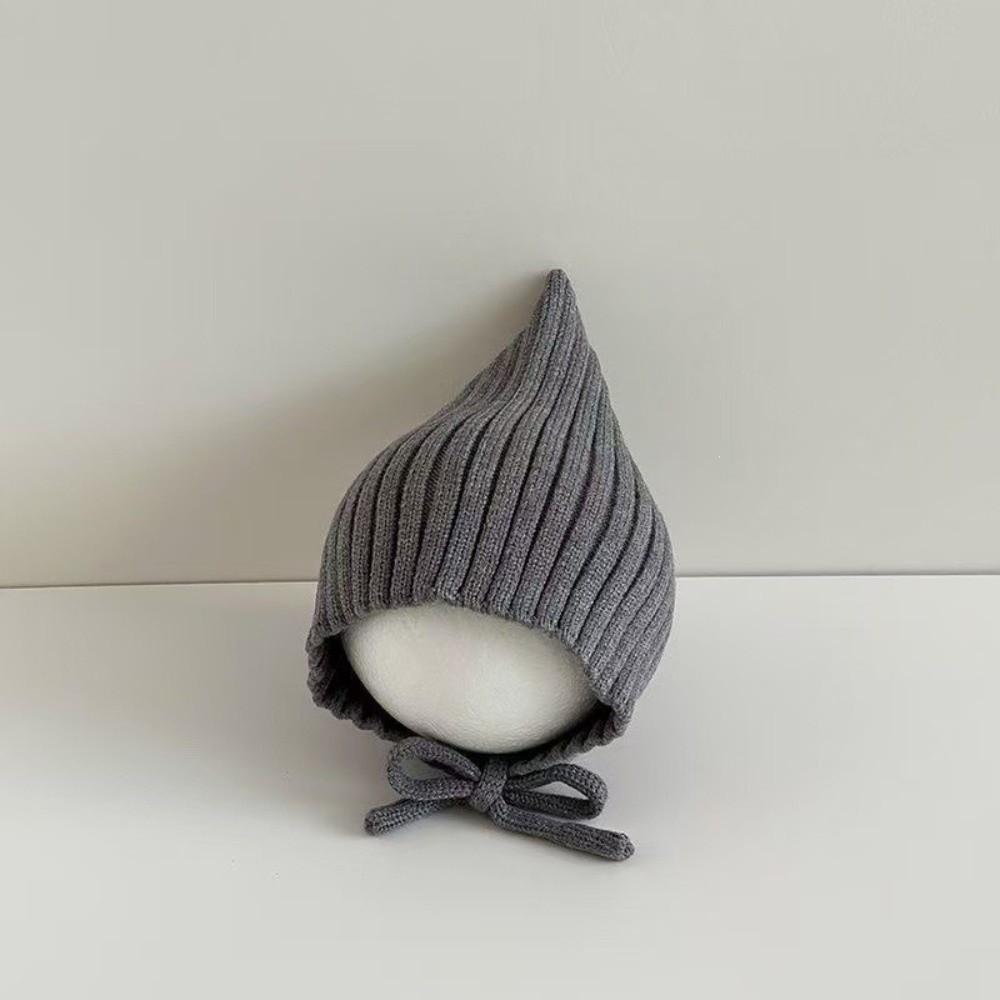 Comfortable Lacing Beanie Cap Solid Color Earmuffs Cap Cute Children Pullover Hat Autumn Winter