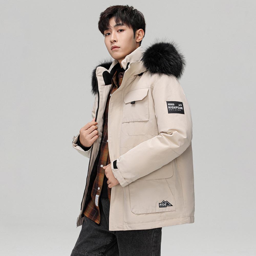 Sports trend Winter down jacket men, white duck down outdoor tooling