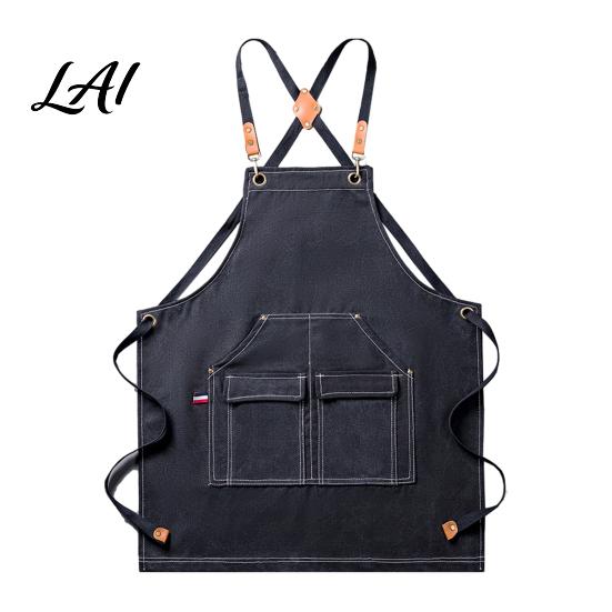 Cross Back Work Apron Waterproof Kitchen with Pockets Chef Cooking for Men Women Floral Arrangement Barista Gardening Painting Craft