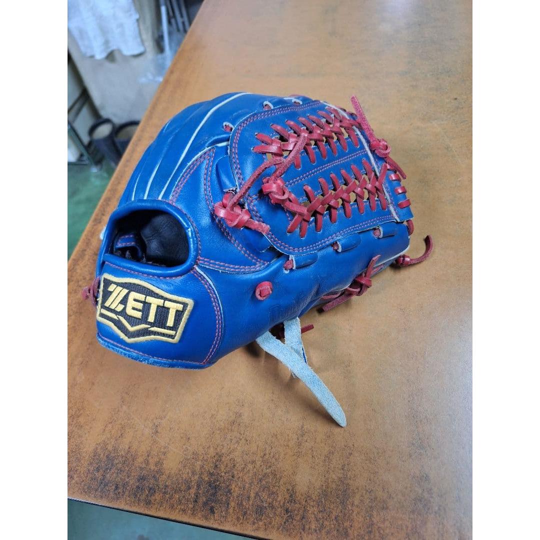 Used ZETT Soft Baseball Gloves Blue Red
