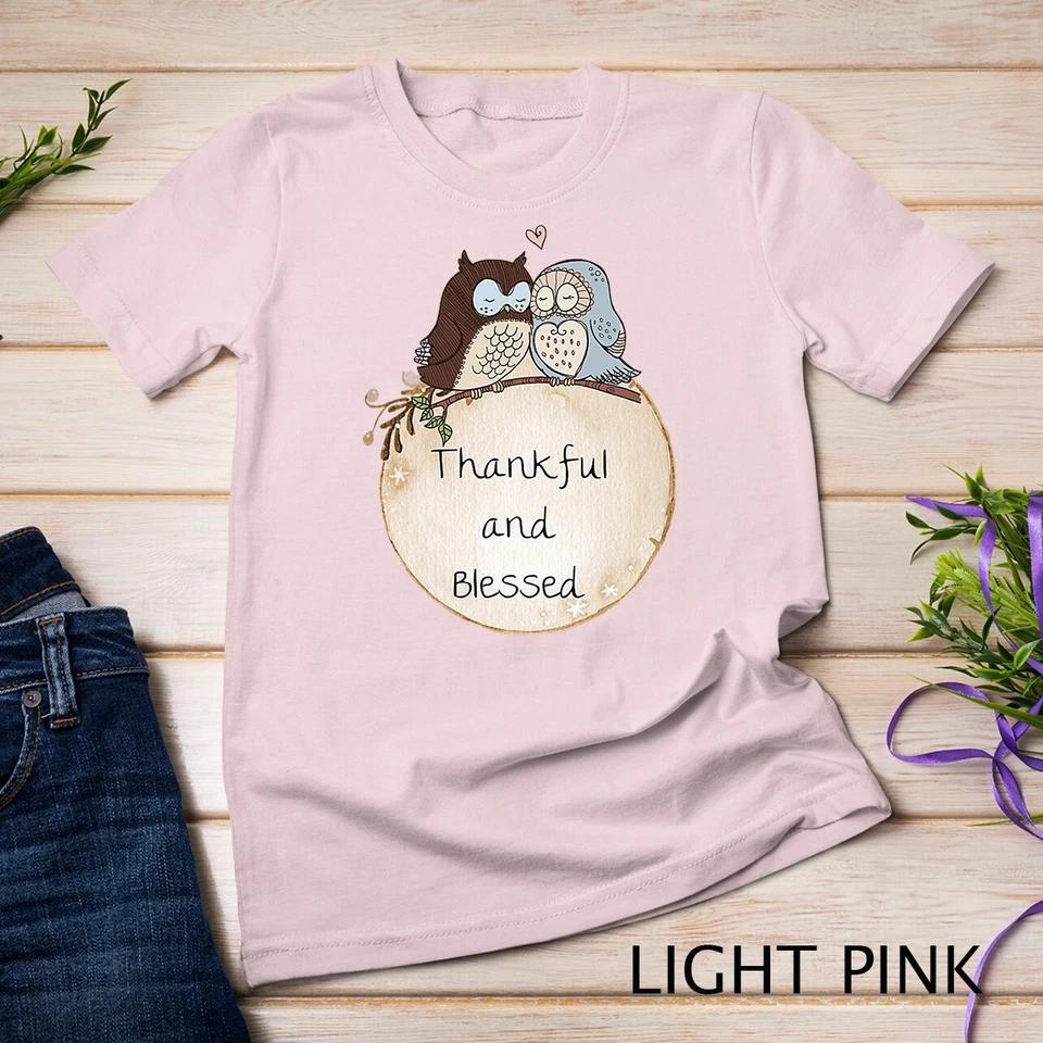 Womens Thankful and Blessed Owls Inspirational Unisex T-shirt 6 2XL