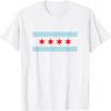 Süßes Chicago Flagge Rotes Sechsspitziger Sterne T-Shirt