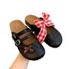 Keep it for yourself~ Retro bow brock cross-strapped bag head half slippers women wear one-pedal flat-bottomed cool slippers