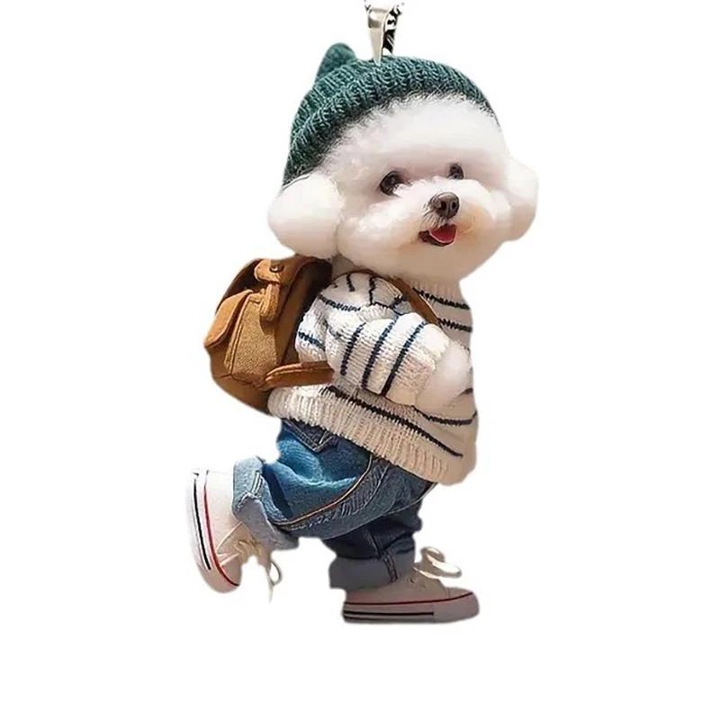 Kreatywny Plecak Szczeniak Człowiek Lusterka Wsteczne Wisiorek Ozdoby Wiszące do Samochodu Akcesoria do Dekoracji Samochodu Prezenty Dla Kobiet Mężczyzn