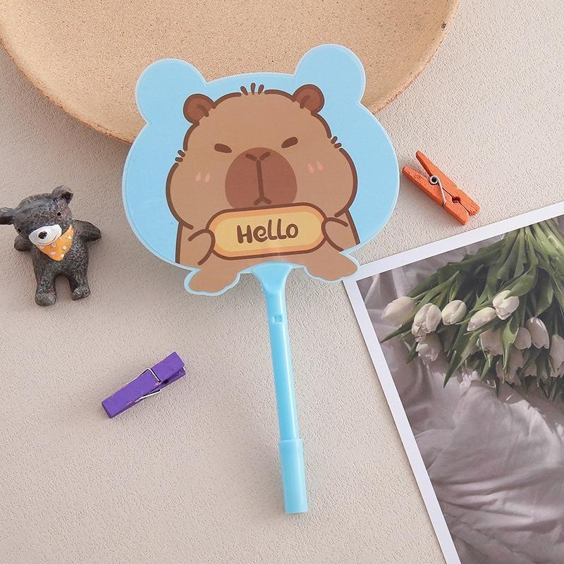 2Pcs Cartoon Capybara Pens Ballpoint Pen Plastic Fan Pen for Party Favor Classroom School Stationery Pen Supplies