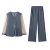 Mom's Summer Slimming Top & Elegant Wide-Leg Pants Set for Middle-Aged Women