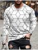T Shirts for Man Geometric Block 3D Print Autumn Long Sleeve T-Shirt Pullover Casual Male Tops Street Lightweight Men's Clothes