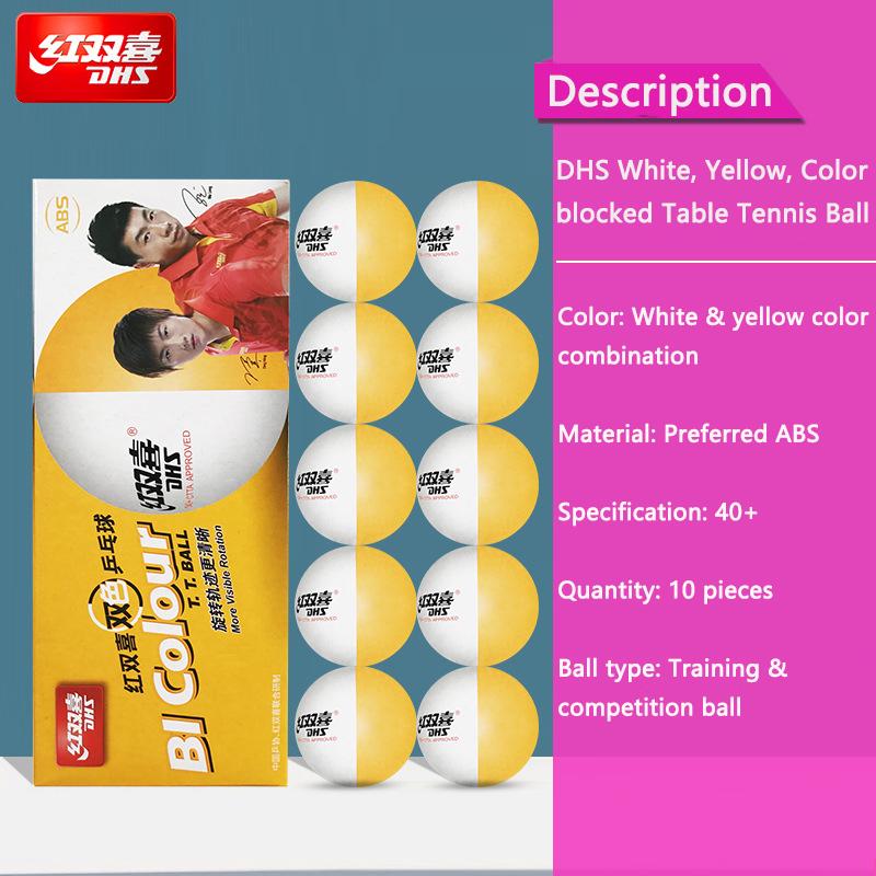 Pelotas de Tenis de Mesa DHS con Costura D40+ ABS Nuevo Material 10 Piezas/Caja Pelotas de Ping Pong Profesionales Aprobadas por la ITTF para Entrenamiento