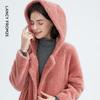 Langzi Women's Mid-Length Hooded Teddy Wool Coat