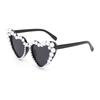 1pc pearl peach heart sunglasses heart-shaped personality versatile high-quality and fashionable women's sunglasses