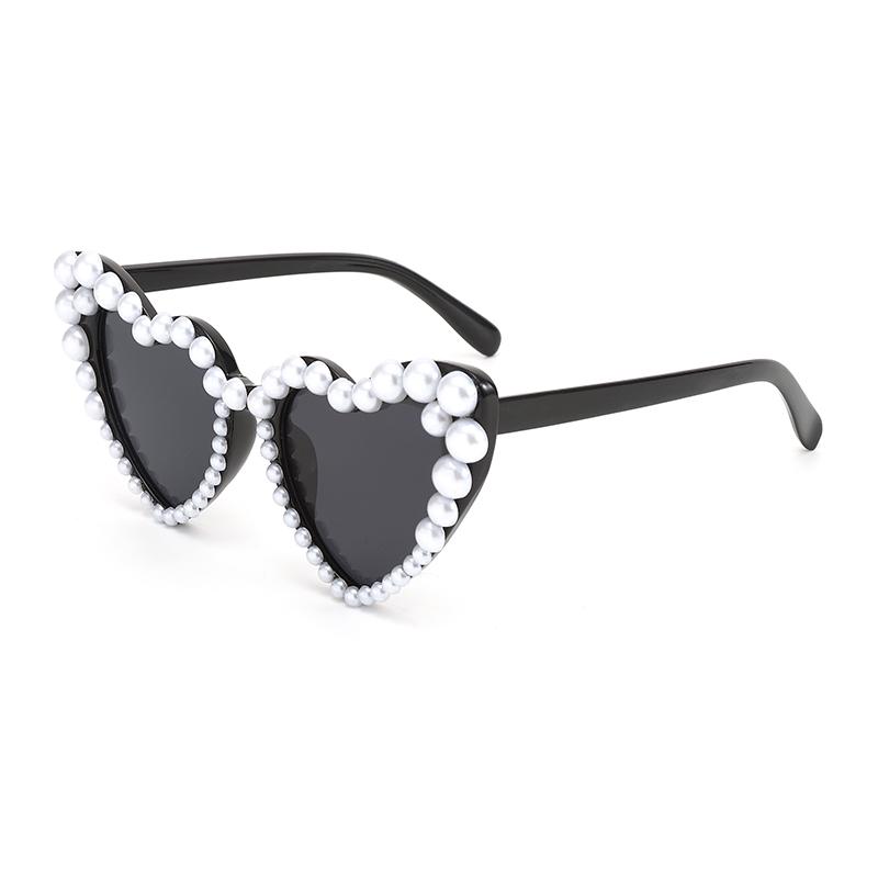 1pc pearl peach heart sunglasses heart-shaped personality versatile high-quality and fashionable women's sunglasses