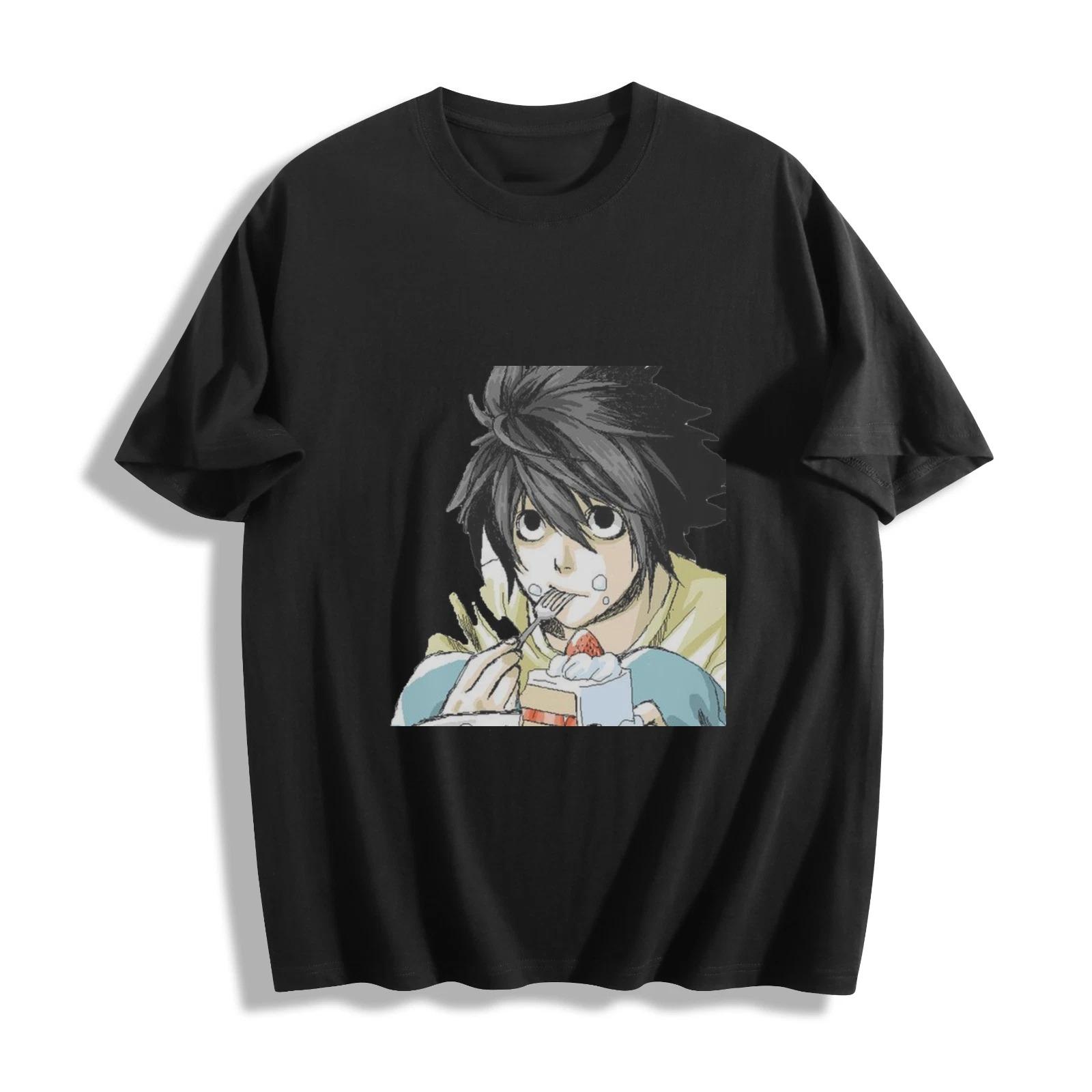 

2026 New Year Hot Selling Death Note L Cake Eating Tshirt Cute Anime Neutral Tshirt Mens Round Neck Short Sleeve - Men s Sum... S разноцветный