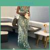 Party Highwaisted Sleeveless Dress Quick Drying Stylish Summer Bronzing Pattern Gown Long Dress Female Clothing