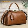 Full-Grain Lambskin Leather Crossbody Handbag with High-End Metal Lock for Women