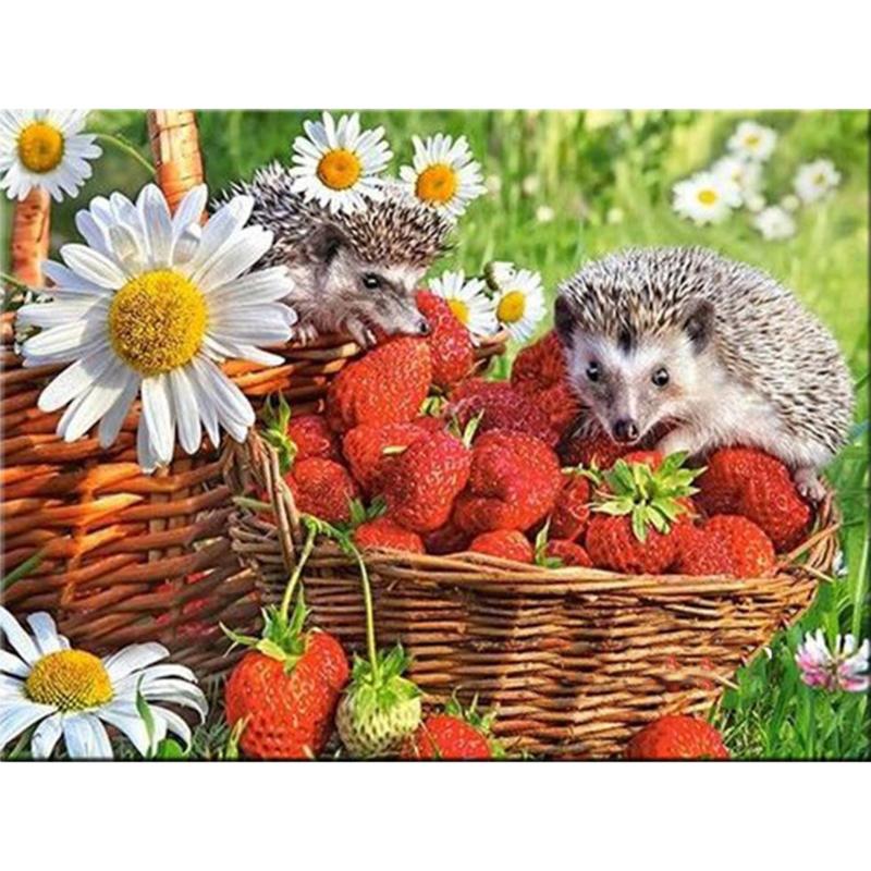 

5D DIY Алмазная картина Ежик Животные Полный круглый дрель Алмазная вышивка Набор для вышивки крестом Подарок ручной работы Домашний декор Full Round 20x30CM