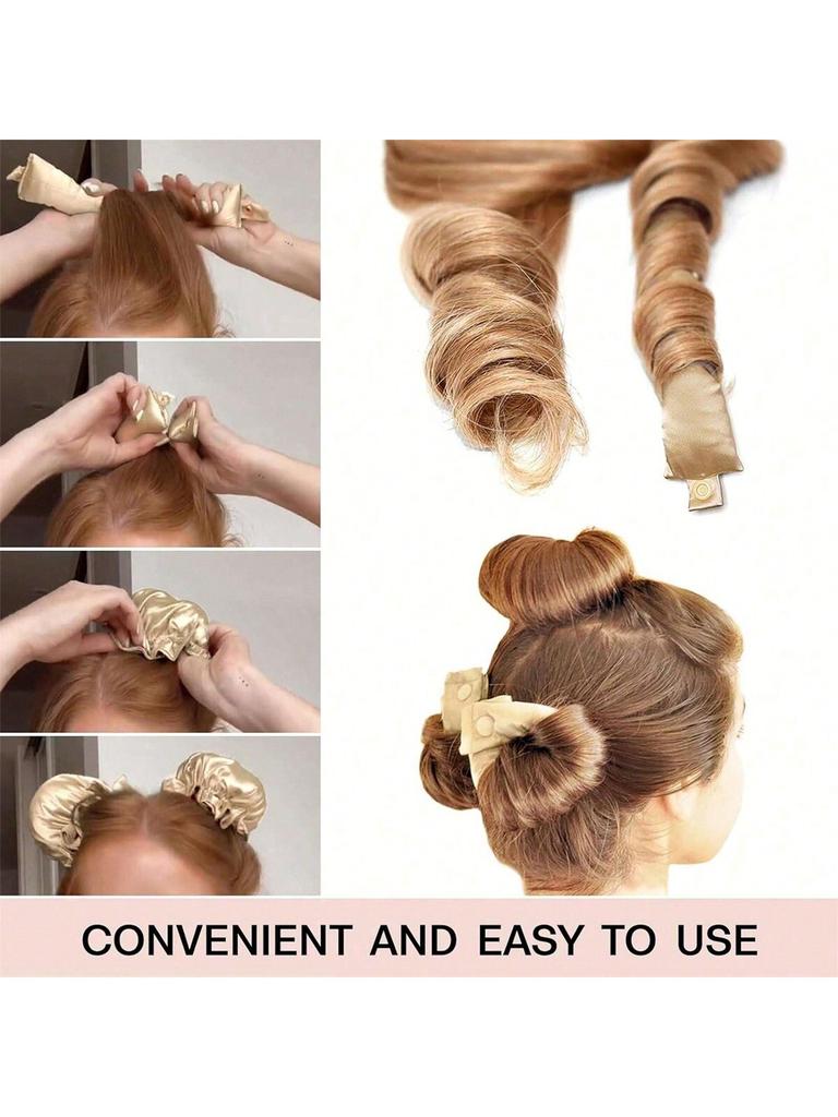 Heatless Hair Curlers Silk Satin Rollers Portable DIY Curly Styling Tool for Sleeping Hair Curls Soft Headband Ribbons Curls Set