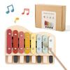 Let's Make 2-Way Wooden Musical Instrument Toy for Kids, Educational Toy with Piano, Glockenspiel, Major Scale Rhythm, Pretend Play, Wooden Toy