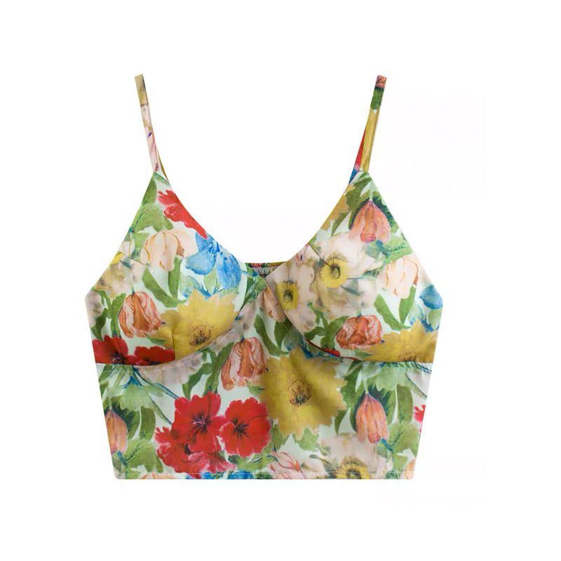 With Chest Pad Export New Yoga Vest Female Elastic Quick-Drying Printing Sports Indoor Fitness Dance Training Sling Tops