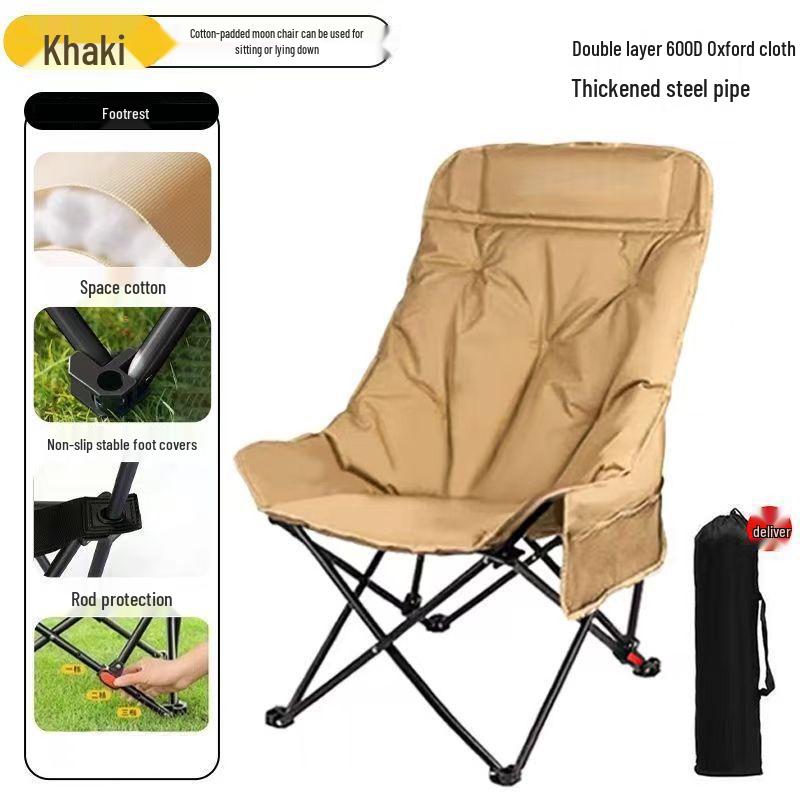 Portable High-Back U-Shaped Folding Moon Chair for Outdoor Leisure and Camping