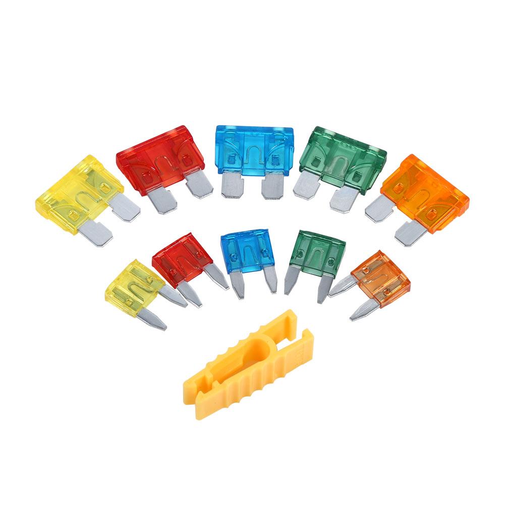 50pcs Assortment 5A 10A 15A 20A 30A Car Blade Fuse With Clip Auto Standard Mini Fuse