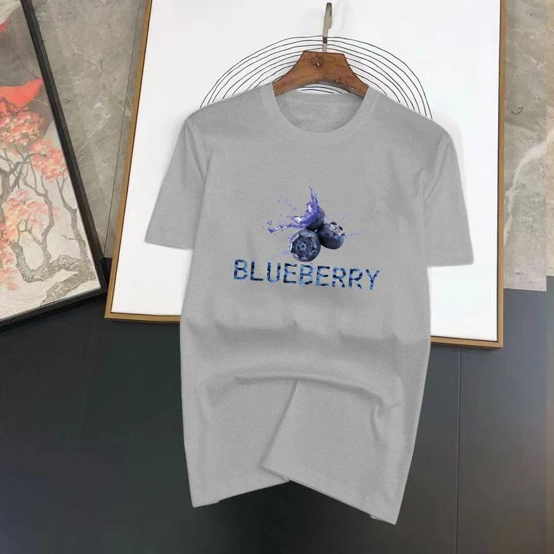 Spring and Summer New Light Luxury Brand Blueberry Men's and Women's Short Sleeved Fashionable Casual Pattern Printed T-shirt