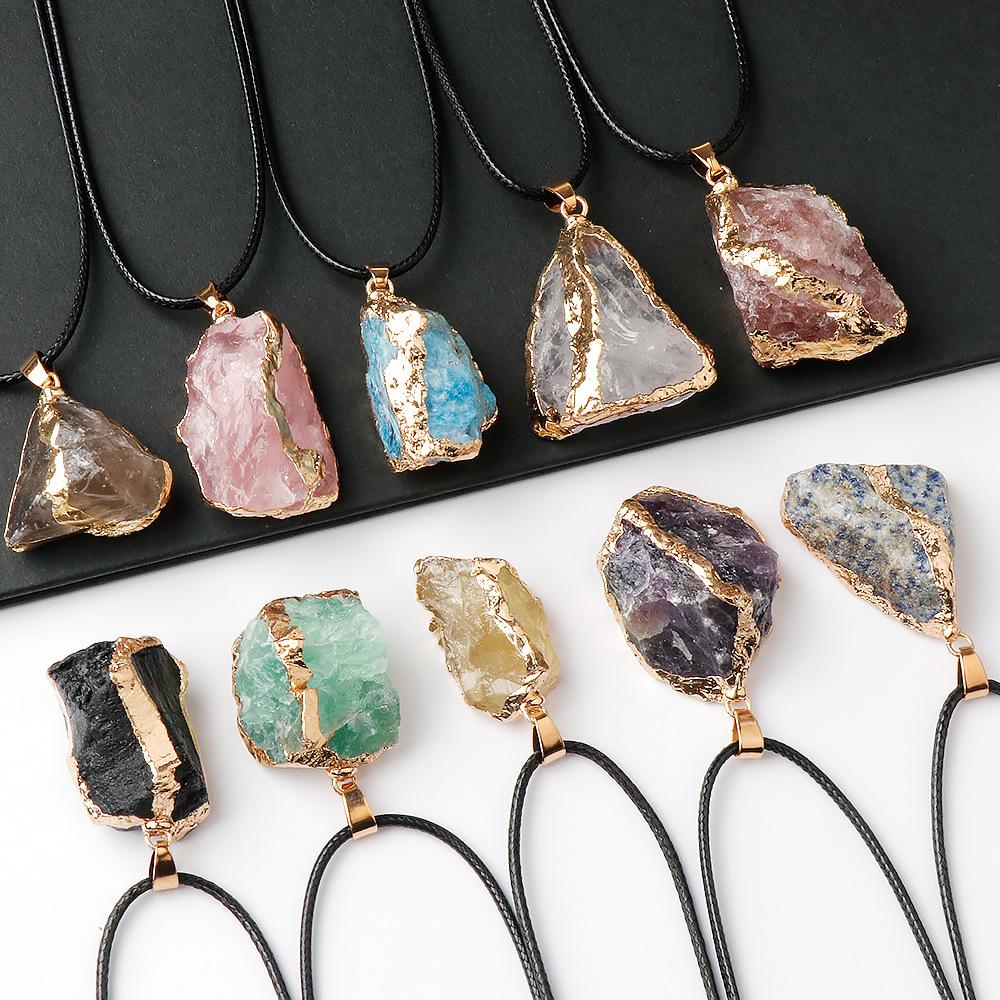 Women Necklace Natural Stone Irregular Pendant Charms For Elegant Women Love Romantic Gift Chains 45+5 Cm