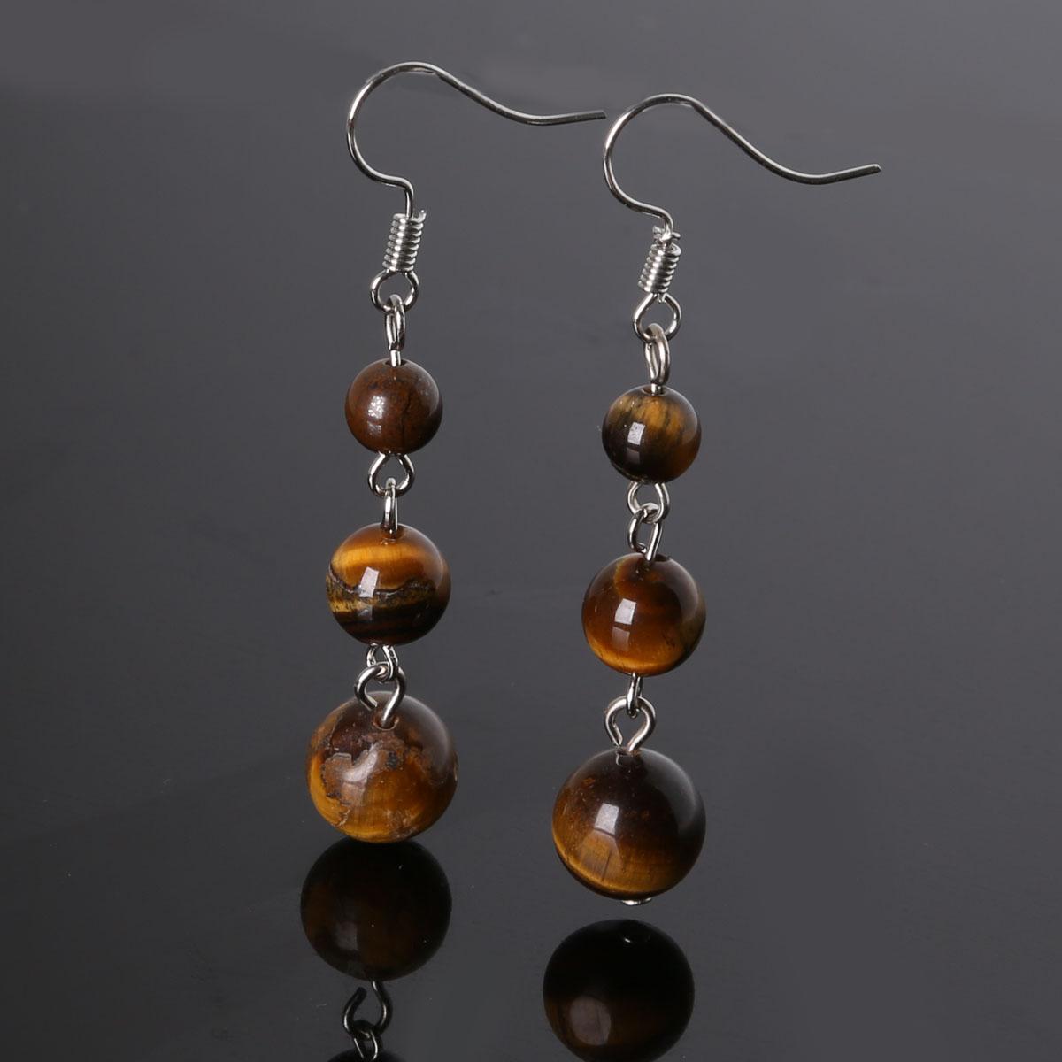 

1 пара винтажных сережек из натурального кварцевого камня, бусины, аксессуары для сережек Tiger s-eye