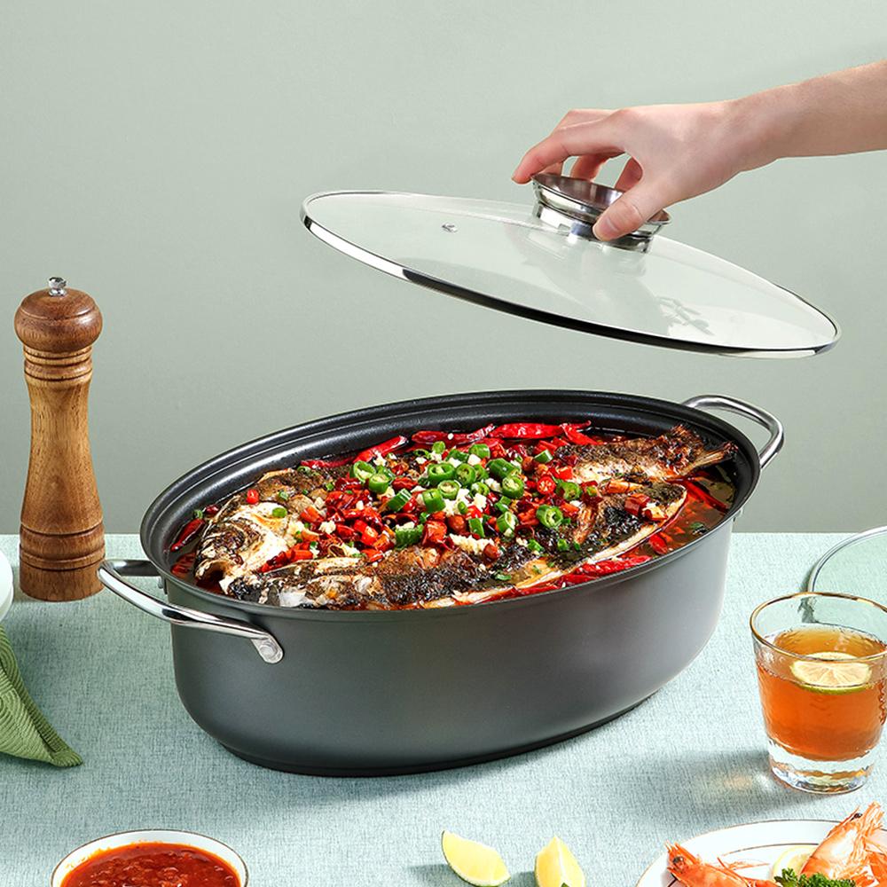 COOKER KING Steamed fish pot Large non-stick cooking pot Grilled fish pot Seafood steam steamer Induction cooker Universal