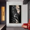 Classical Art Black Gold African Women Canvas Painting Wall Art Pictures Posters and Prints for Living Office Bedroom Home Decor No Frame