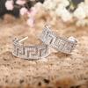 Geometric Pattern Paved Earrings for Women Fashion Hollow Design Sparkling Earrings for Party and Daily Wear