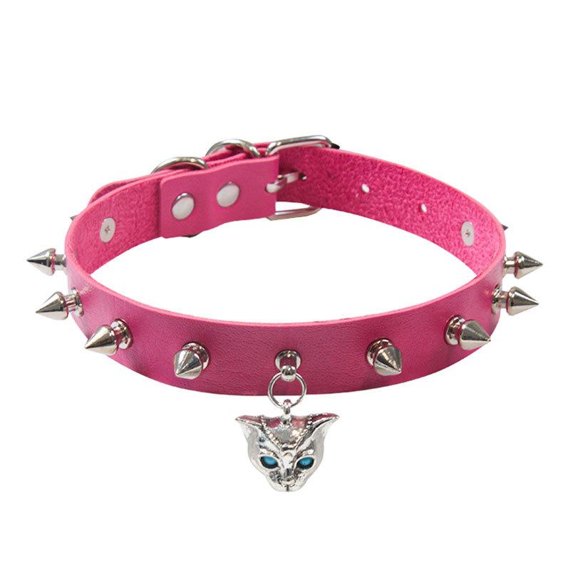 Goth Punk Nieten Nieten Choker Halsband Für Frauen Steampunk Katzenkopf Halskette Emo Halsband Cosplay Chocker Gothic Accessoires