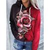 Rose Floral 3d Print Hoodie Women Fashion Oversized Hoodies Women Sweats Flower Coat Sweatshirt With Pocket Pullovers Sudaderas