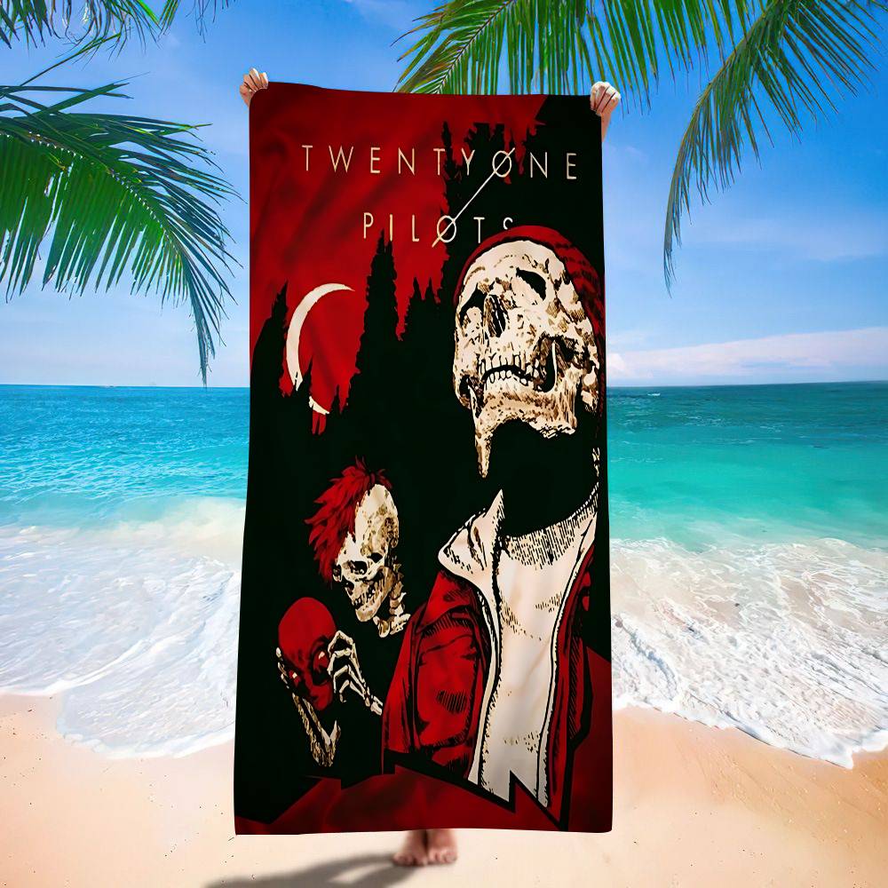 

Band Twenty One Pilot Microfiber Printed Beach Towel Mountain Climbing Yoga Beach Swimming Running Absorbent Soft Towel W30*H60(CM)
