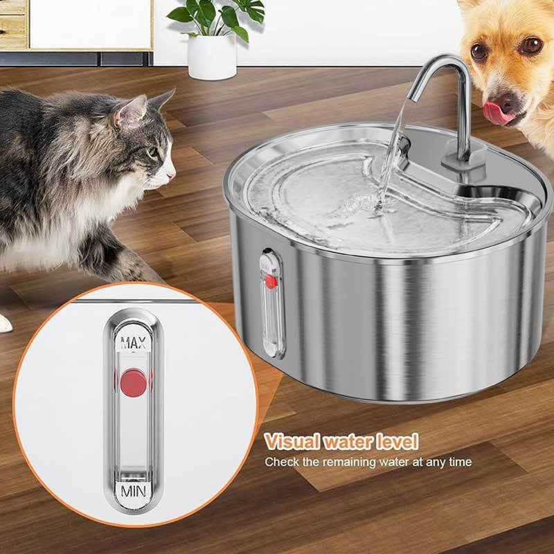 Large Capacity Stainless Steel Pet Water Fountain with Circulating Filter for Cats and Dogs