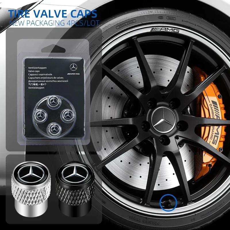 3D new Car Wheel Tire Valve Caps Protection Cover For Mercedes benz A C E S Class AMG CLA CLS W212 GLC CLK W205 Auto Accessories AC1