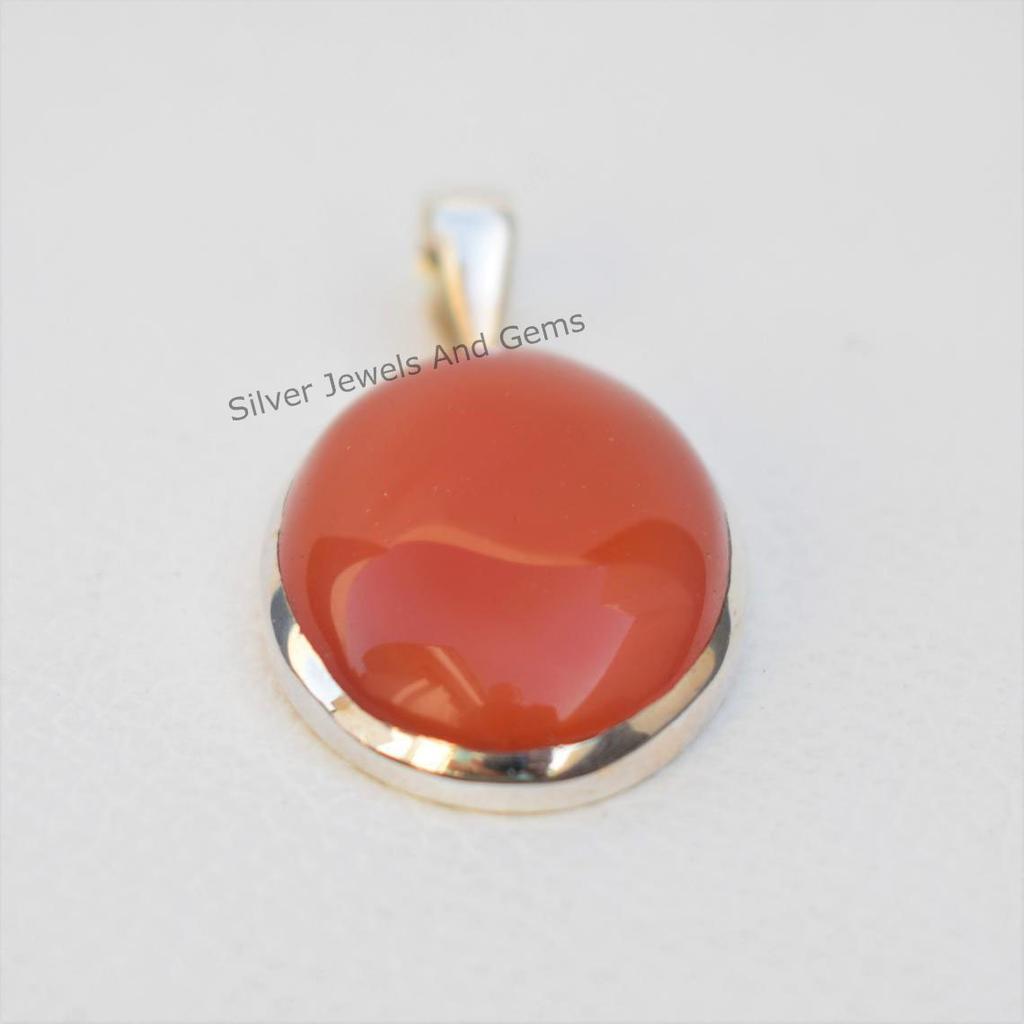 Natural Carnelian Pendant, Red Gemstone Pendant, Handmade Pendant, 925 Sterling Silver Pendant, Gift for Mom, Oval Carnelian Pendant