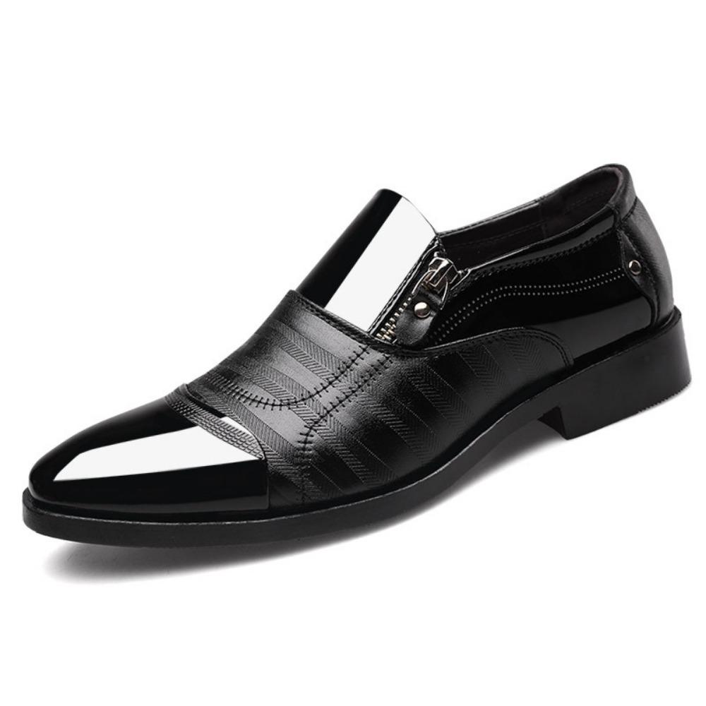Men Business Leather Shoes Breathable Hollow Out Slip On Loafers Wedding Shoes 38 чёрный