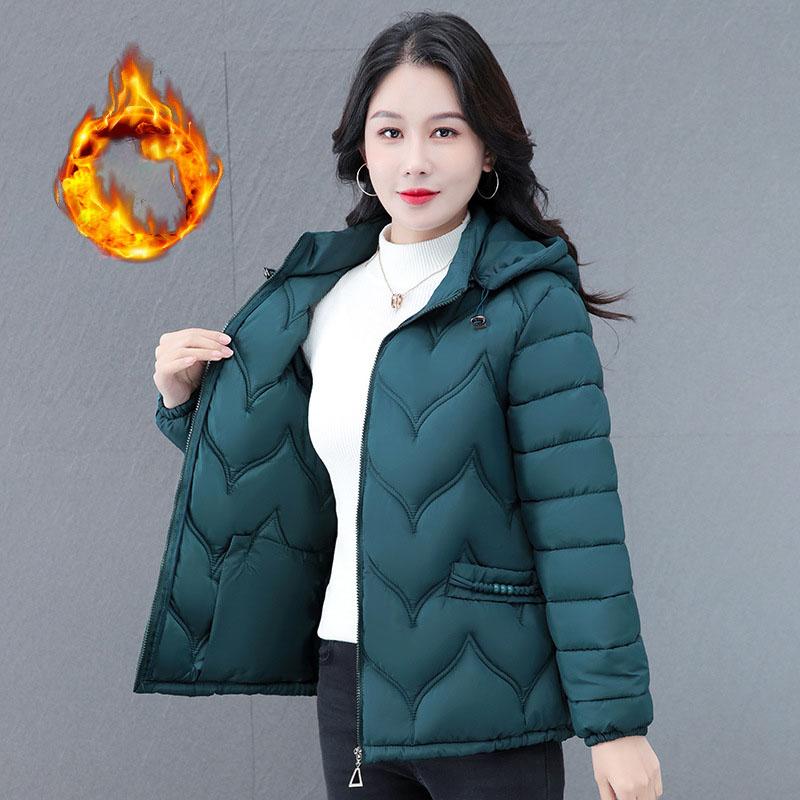 

Thickened Winter Cotton Jacket Women s Casual Hooded Coat Warmth Comfortable Mom Clothes Middle-Aged And Elderly Fashion M