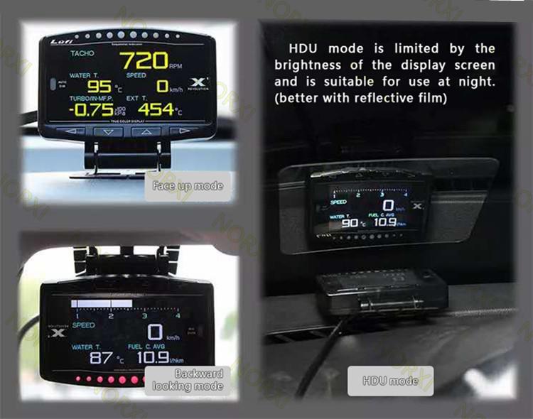 LUFI X1 Car Multifunctional OBD Gauge: Air-Fuel Ratio, RPM, Oil/Exhaust Temp, Voltage, Water Temp, Turbo Pressure.