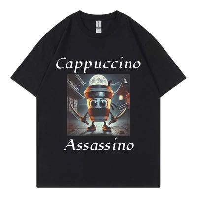 Cappuccino Assassino Graphic T Shirts Funny Italian Brainrot Meme T-Shirt Unisex Fashion Casual Short Sleeve T Shirt Streetwear
