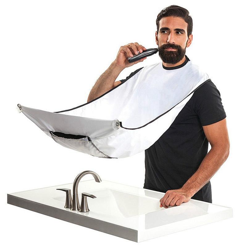 A04V Men Beard Shaving Apron Facial Shaving Adult Bib Shaving Cloth Cleaning Barber Cleaning Gift