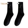 1 Pair Cartoon Magnet Hand-linking Socks Knitted Color Matching Christmas Style Elastic Anti-slip Warm No Odor Festive New Year Mid-tube Socks