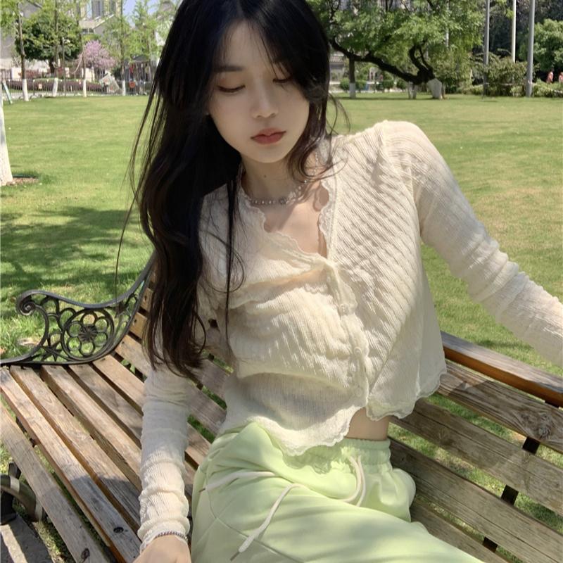 Spring and Summer Women's New Lace Elegant Slim Shirt Top