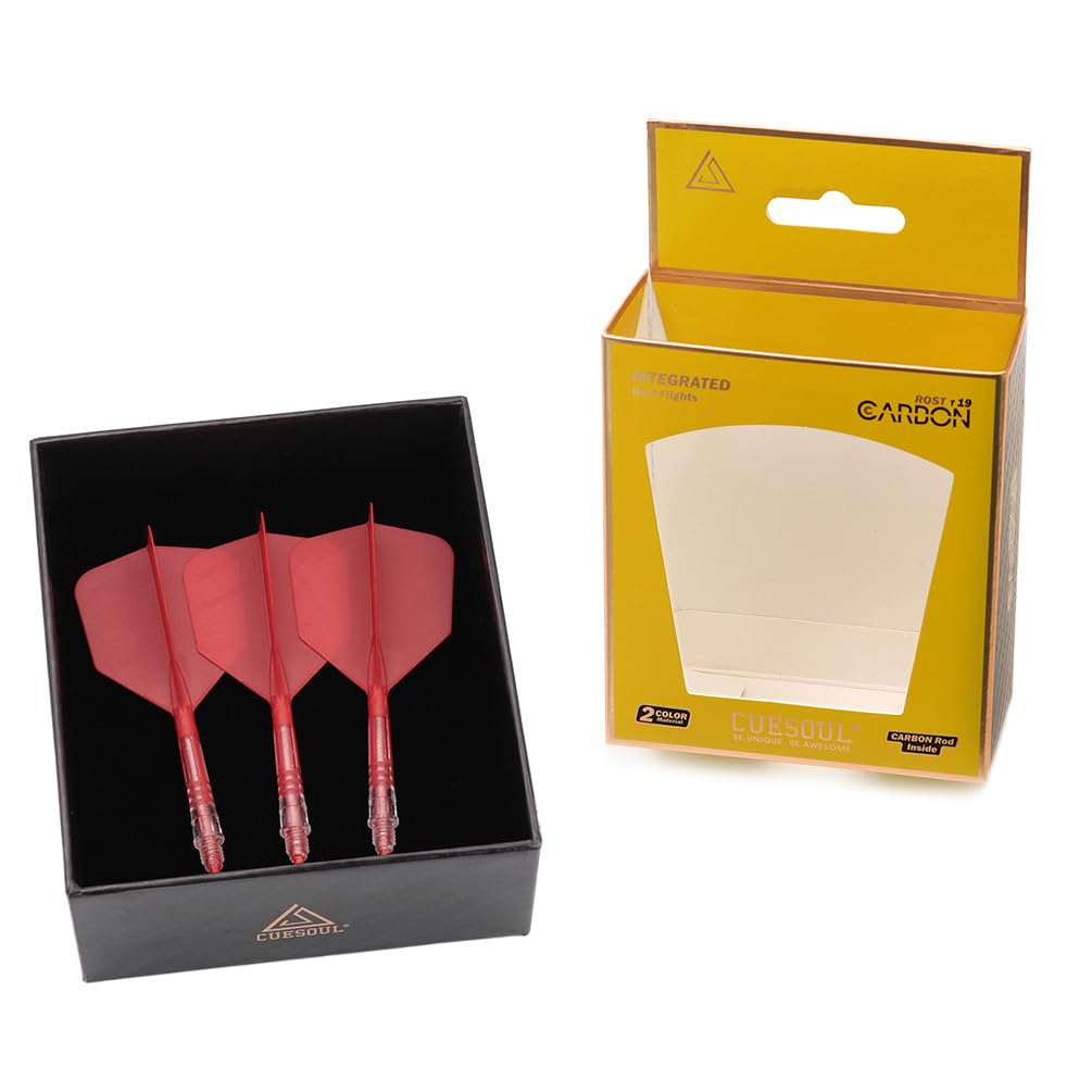 CUESOUL ROST AK57 T19 Carbon Fiber Rod with Integrated Big Wing Set of 3 Flights, Shape, (CS-AK572-5)