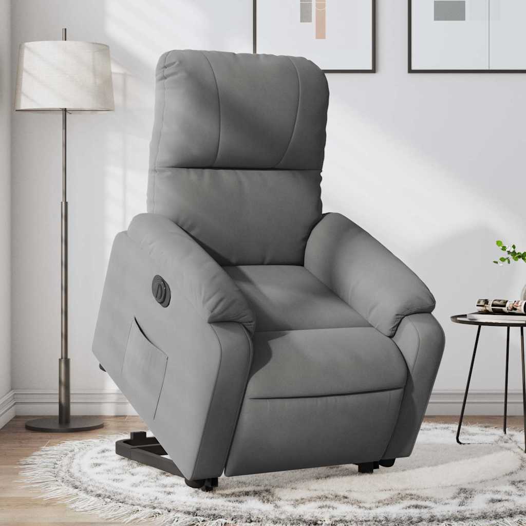 Electric Recliner with Rising Function Dark Grey Microfiber Fabric