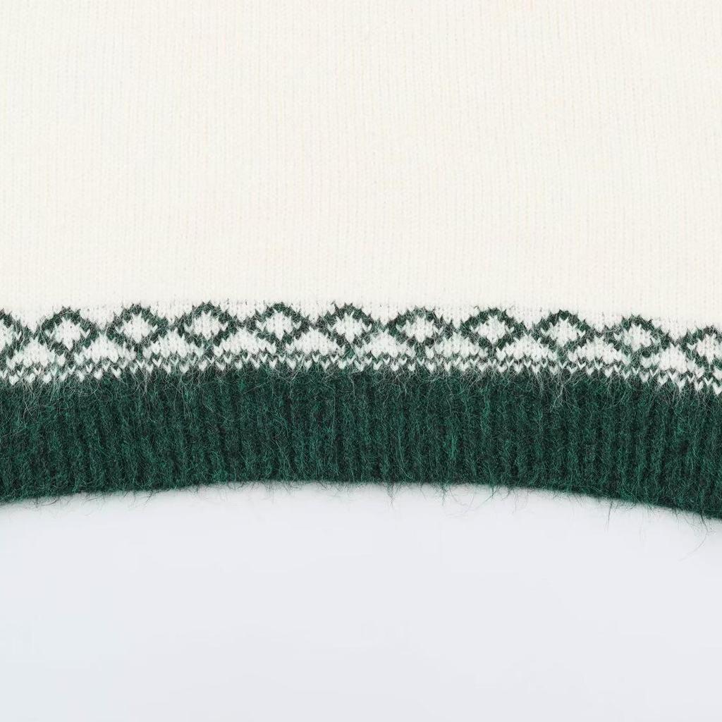 2026 Autumn European & American Christmas Fair Isle Color Block Knit Sweater