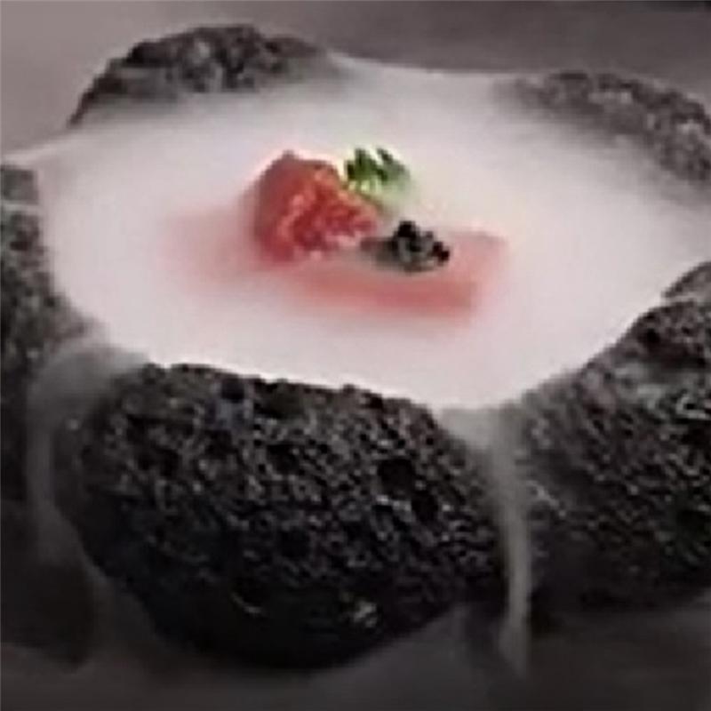 Japanese Tableware Rock Sushi Plate Coal Ball Volcanic Stone Swing Plate El Dining Plate Sushi Dish Plate Premium