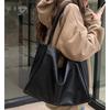 Women Large Capacity Solid Color Tote Bag Lady Outdoor Commuter Soft Leather Handbag Female Stylish Shoulder Shoulder Bag